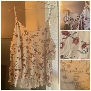 AmericanEagle Soft & Sexy Cold Shoulder Floral Top